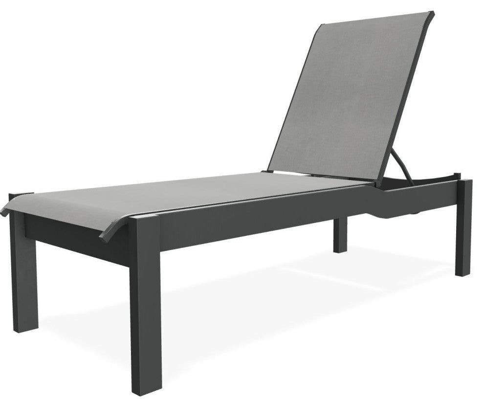 Leeward Sling Stackable Outdoor Chaise Lounge, Alloy/Graphite