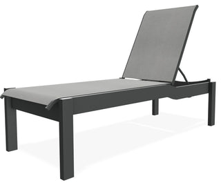 Leeward Sling Stackable Outdoor Chaise Lounge, Alloy/Graphite