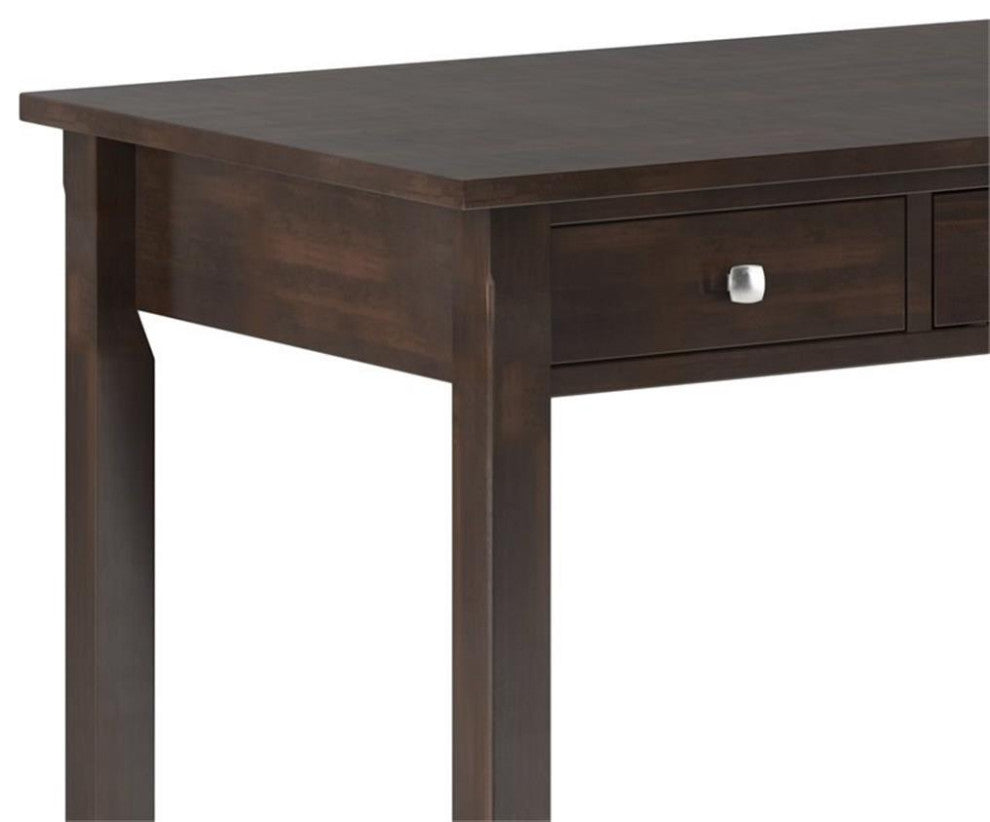 Simpli Home Avalon 60" Contemporary Solid Wood Computer Desk in Tobacco Brown