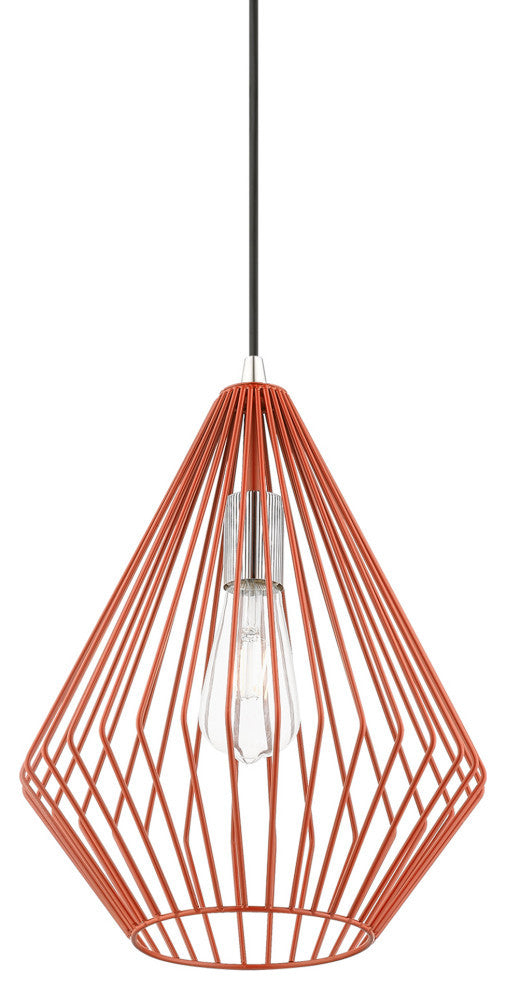 Linz 1 Light Shiny Red With Polished Chrome Accents Pendant
