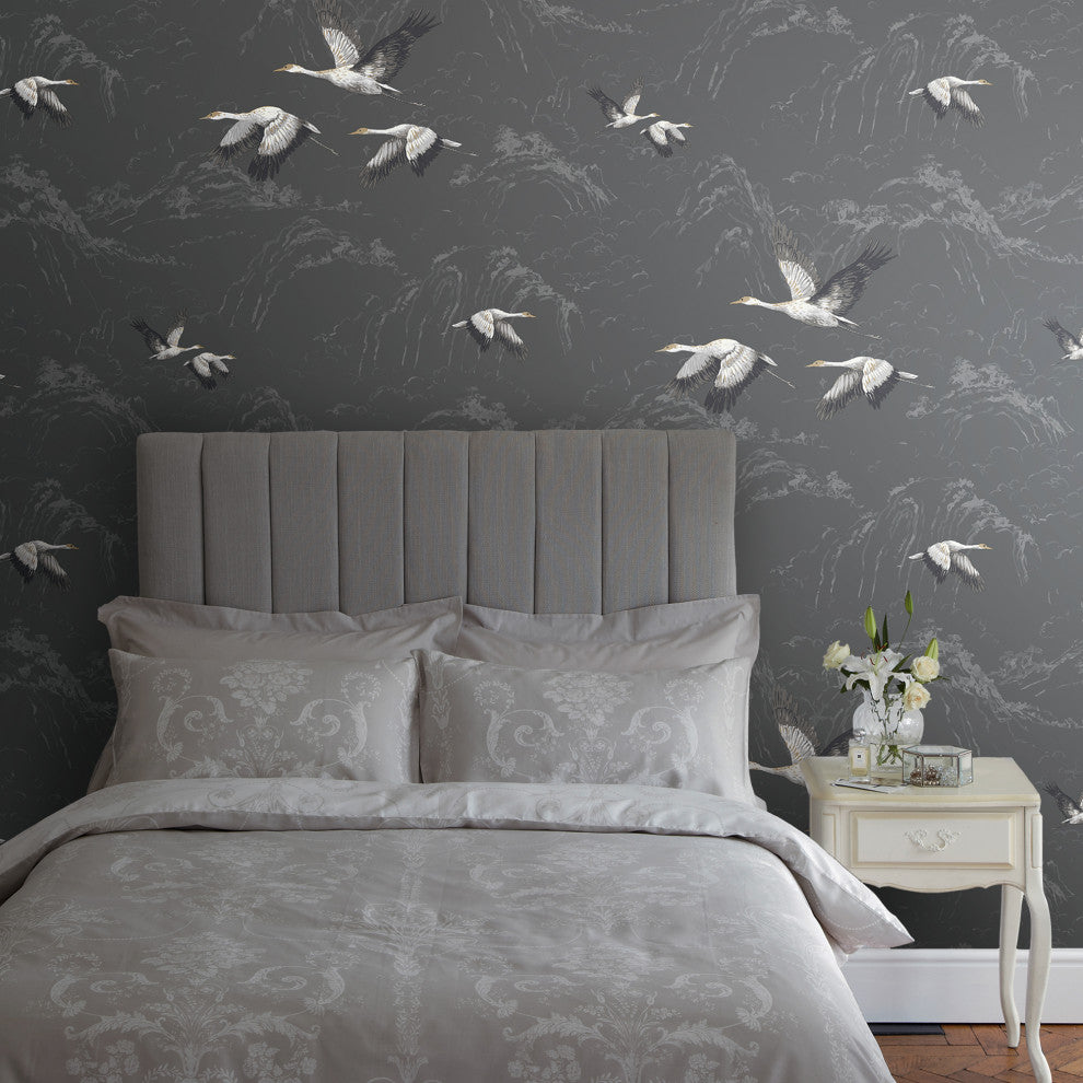 Laura Ashley Animalia Wallpaper, Dark Steel