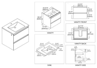 LED Lighted Bathroom Vanity With Ceramic Sink and Dimmed Light, Light Gray, 24"