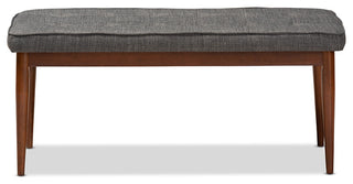 Itami Mid-Century Modern Dark Gray Medium Oaked Wood Dining Bench