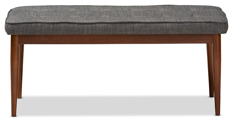 Itami Mid-Century Modern Dark Gray Medium Oaked Wood Dining Bench