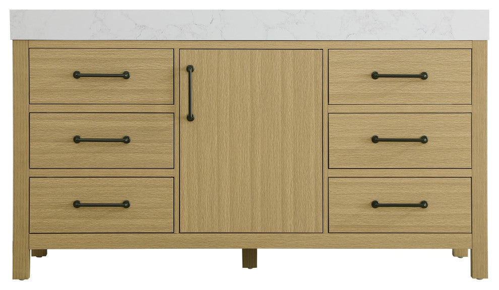 Home Living 60" Single Bathroom Vanity, Honey Brown