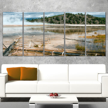 "Grand Prismatic Spring" Landscape Photography Wall Art, 5 Panels, 60"x28"