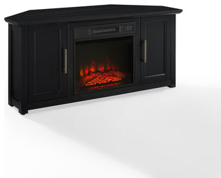 Camden 48" Corner TV Stand With Fireplace, Black