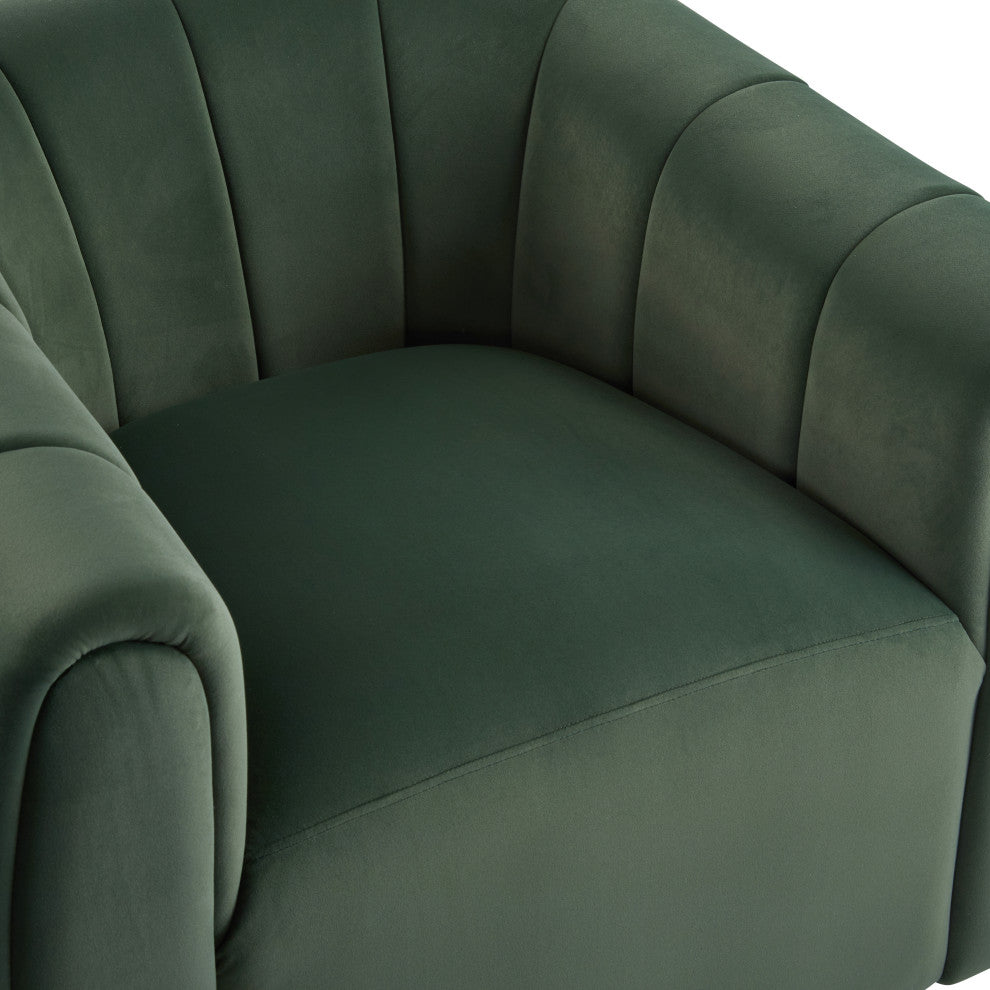 GDF Studio 360Â° Modern Swivel Club Chair, Metal Base, Velvet/Olive Green