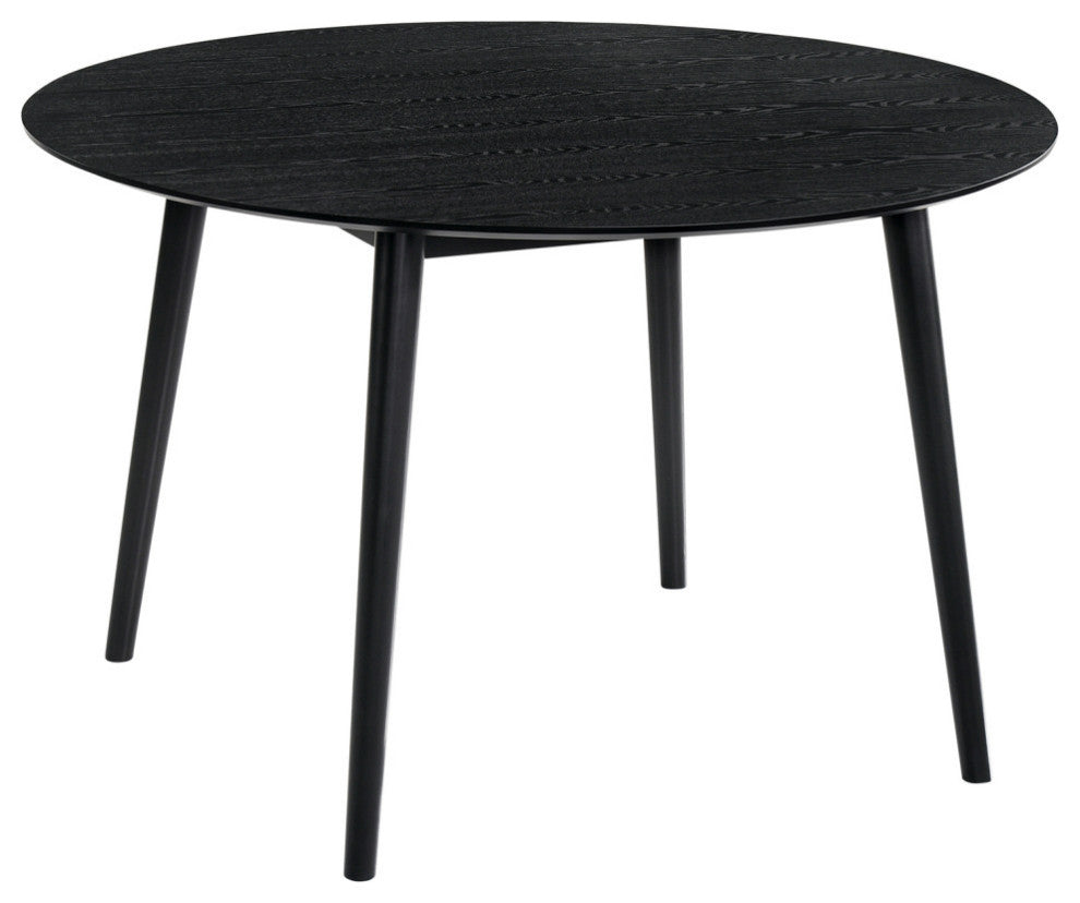 Arcadia and Renzo Round and Wood 5-Piece Dining Set, Gray and Black, 48"