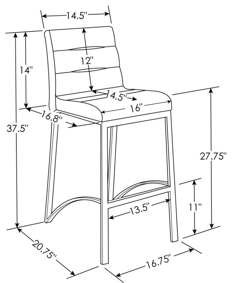 Lynx Counter Height Contemporary Stool With Metal Base, Brown