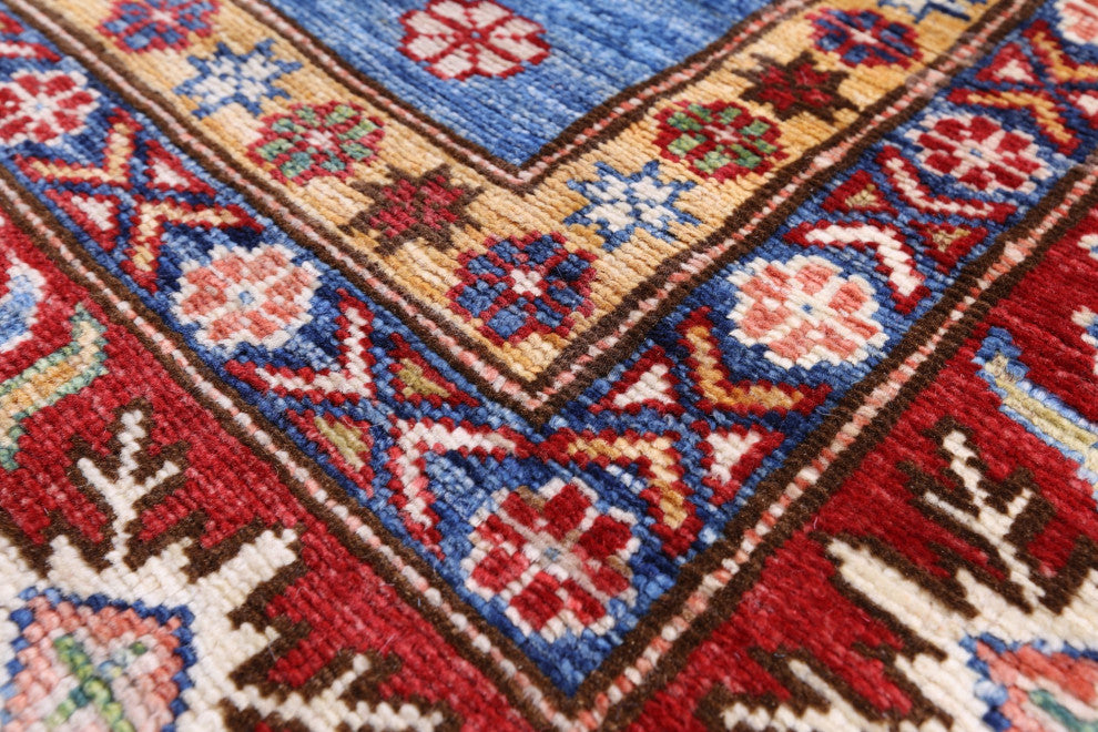 6' Square Super Kazak Handmade Rug Q9558
