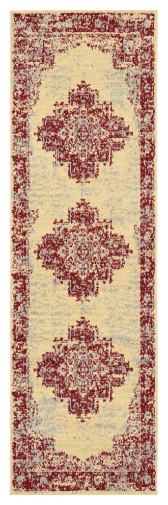 Nourison Grafix 2'3" x 7'6" Cream/Red Vintage Indoor Area Rug
