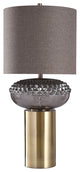 Tiffin Table Lamp Smoke Finish On Glass Body With Antique Brass Finish