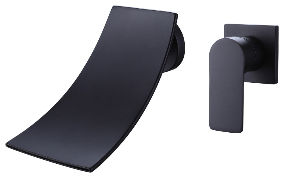 Wall Mounted Single Handle Bathroom Sink Faucet, Matte Black