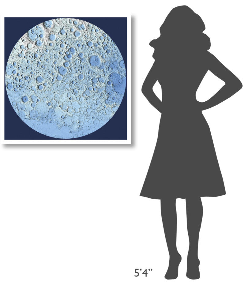 "Unmarked Decorative Topographic Map of the Moon, North Pole" Paper Art, 32"x32"
