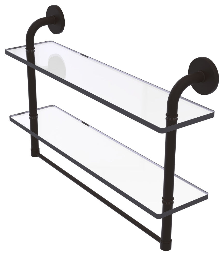 Remi 22" Two Tiered Glass Shelf with Towel Bar, Oil Rubbed Bronze