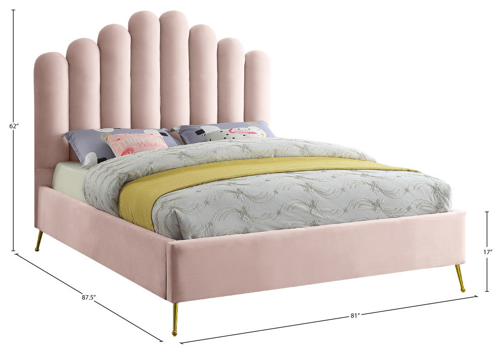 Lily Velvet Bed, Pink, King