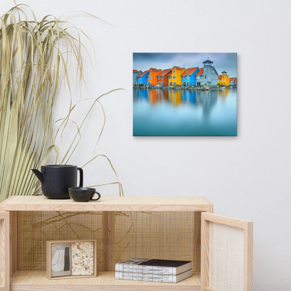 Blue Morning at Waters Edge Groningen Netherlands Canvas Prints, 16" X 20"