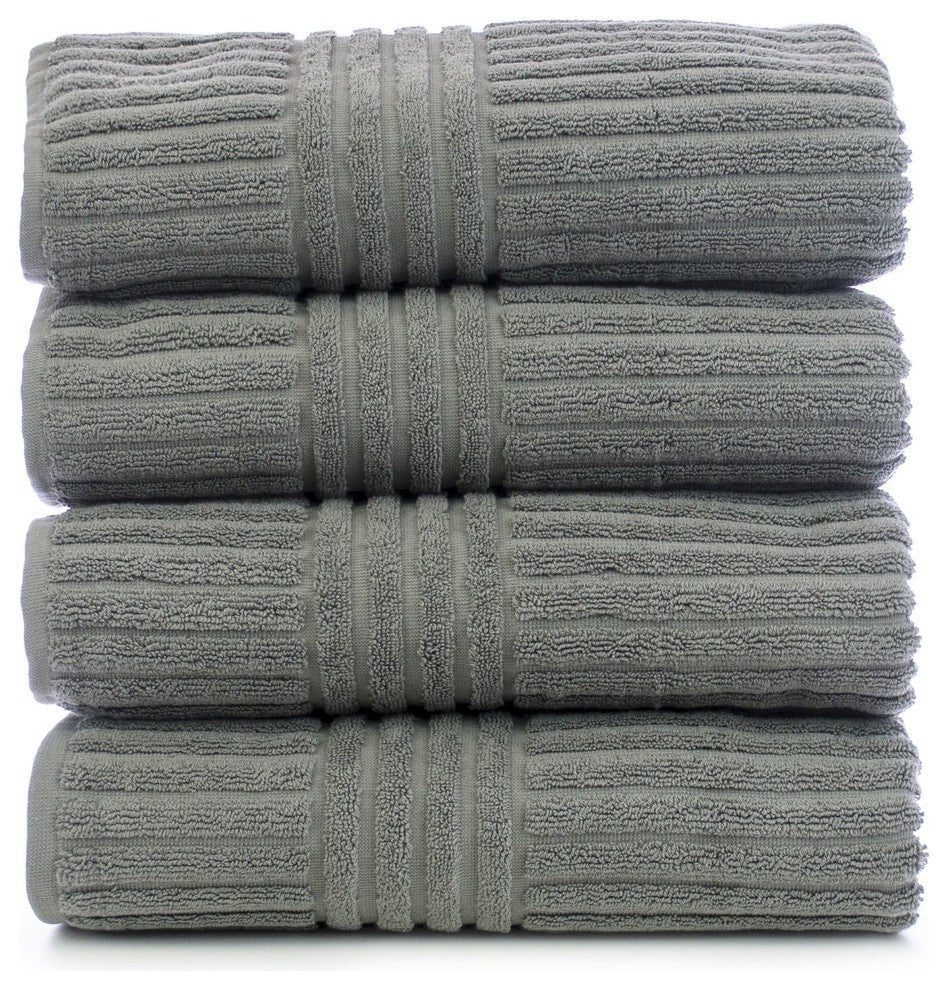 Bare Cotton Luxury Hotel and Spa Bath Towel, Set of 4, Gray