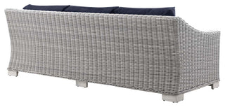 Conway Outdoor Patio Wicker Rattan Sofa Light Gray Navy