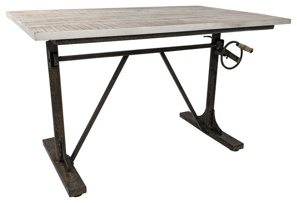 Brio Sit or Stand Adjustable Desk, Natural Driftwood/Aged Iron