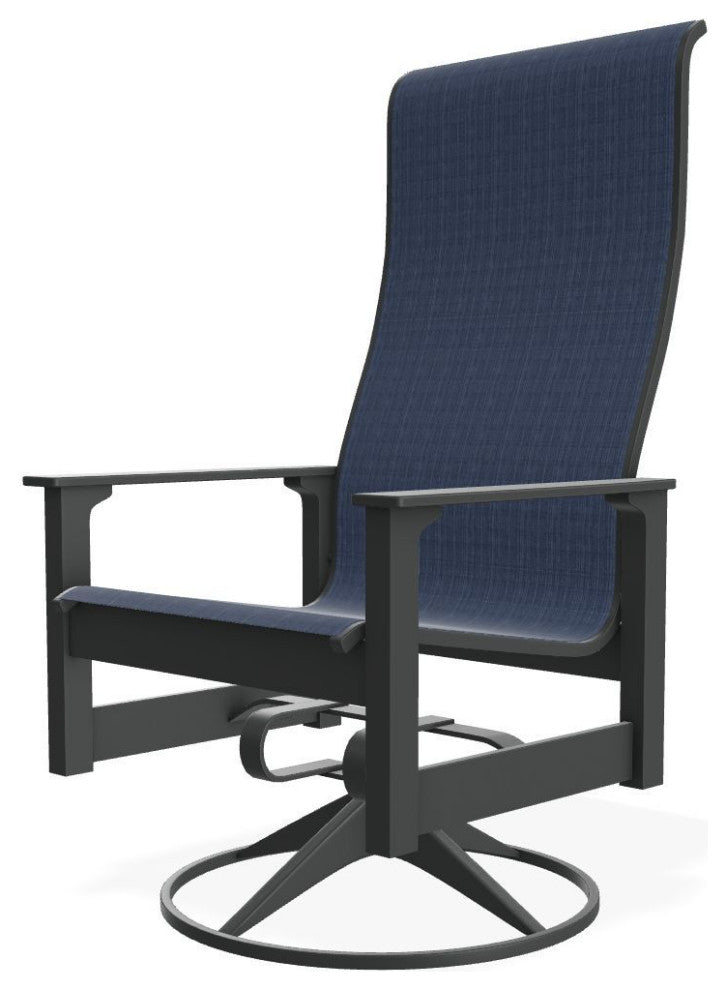 Leeward Sling Outdoor Swivel Rocker, Mavi/Graphite