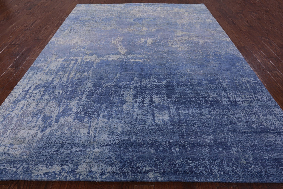 7' 11" X 10' 2" Hand Knotted Modern Wool and Silk Rug Q7145