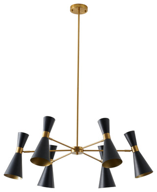 6-Light Gold Chandelier With Black Cone Shades