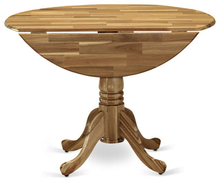 5Pc Dining Set, Round Table, 4 Chairs, Grey Chairs Seat, Natural