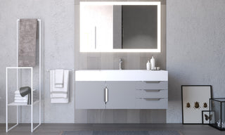 CastelloUSA Amazon 48" Wall Mounted Vanity Set, Gray, White Top, Brushed Nickel