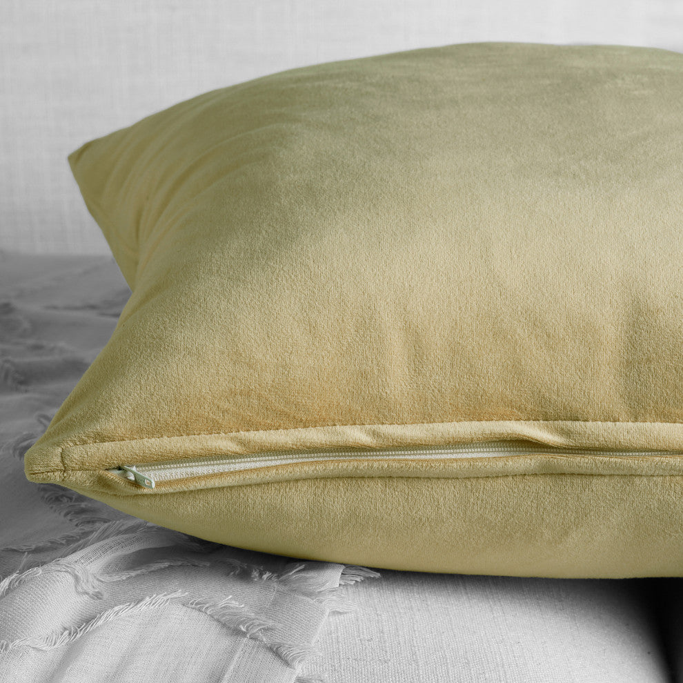 Heritage Plush Velvet Cushion Cover Pair, Western Tan, 18w X 18l