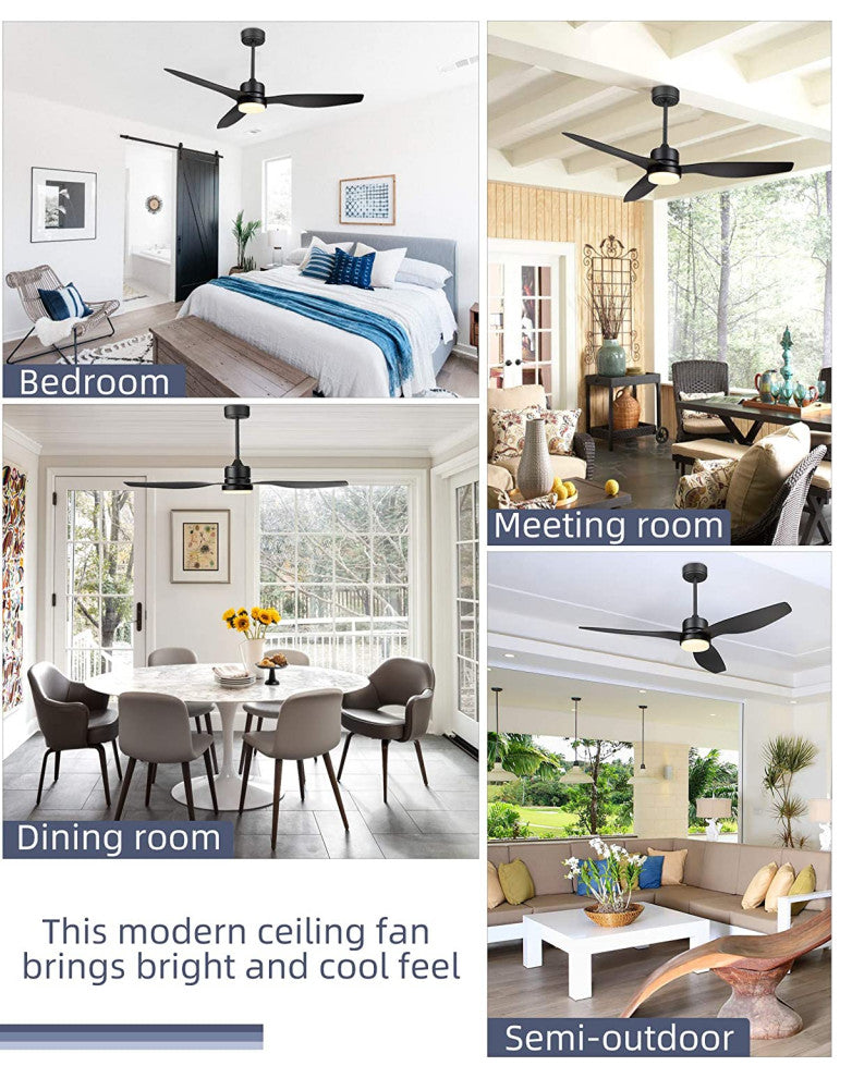 52'' 3 - Blade LED Propeller Ceiling Fan with Remote Control and Light Kit, Matt