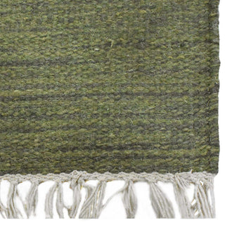 Hand Woven Flat Weave Kilim Wool Runner Area Rug Solid Olive D00111, Olive, [Rectangle] 8'x10'