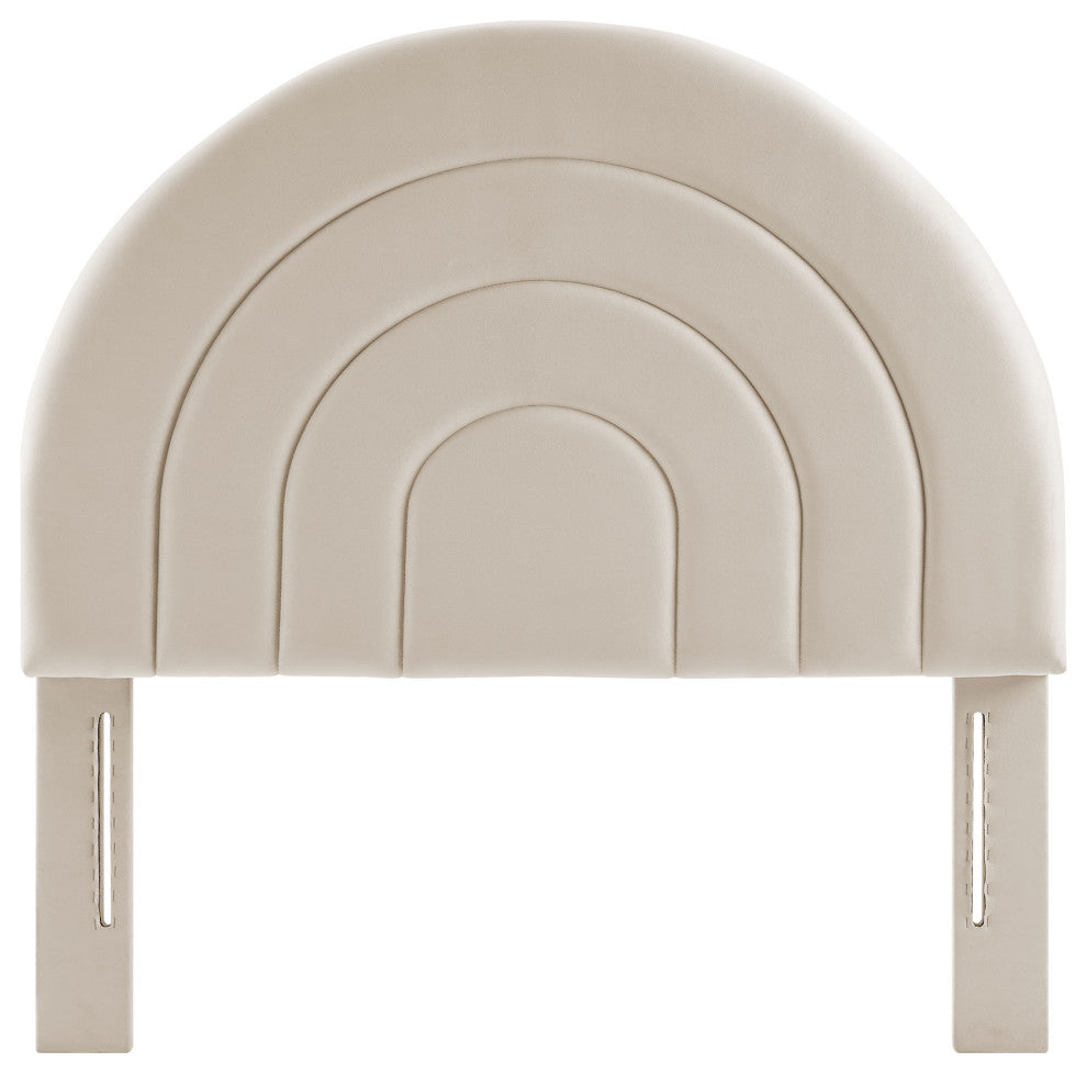 Solana Arched Performance Velvet Twin Headboard, Almond