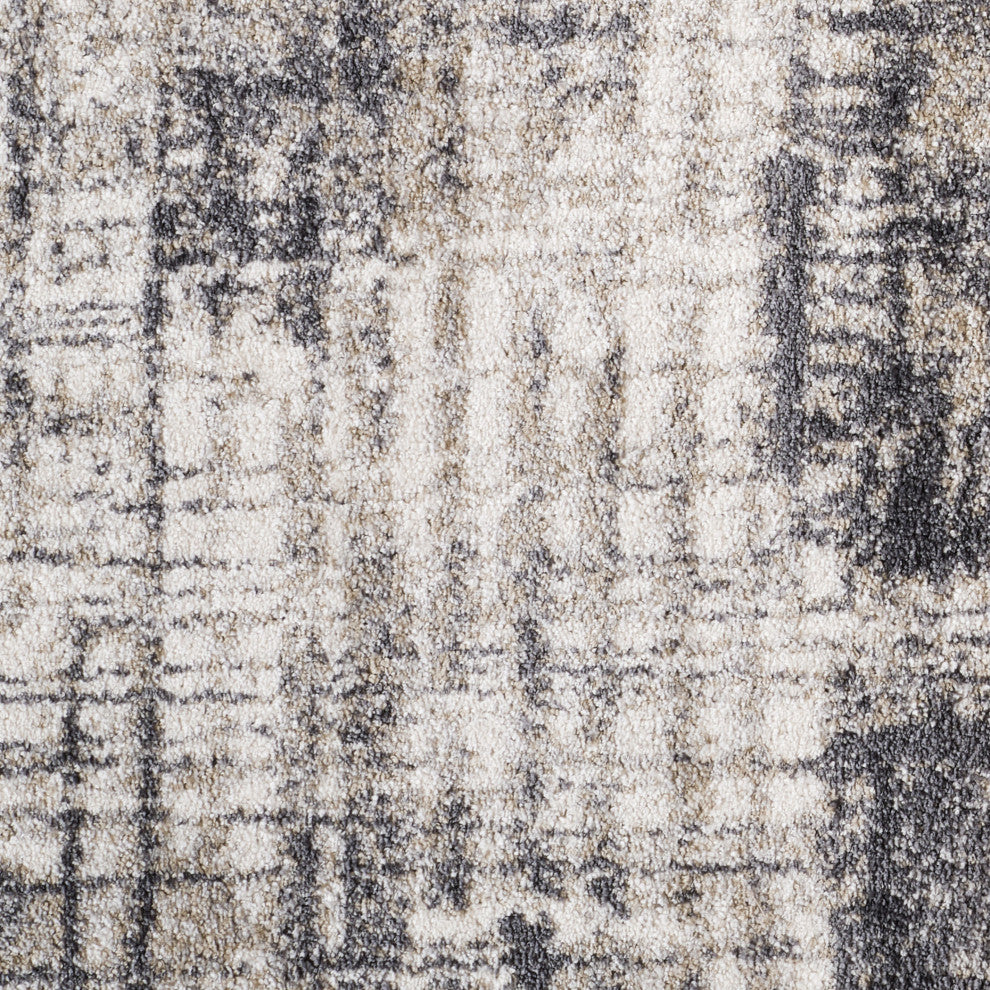 Clifton Abstract Gray Power-Loom Area Rug 6'7" x 9'