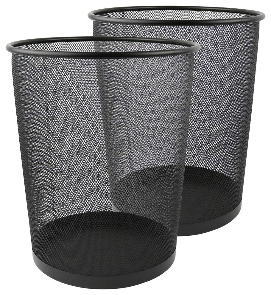 Round Mesh Wastebasket Recycling Bin, Set of 2
