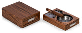 Cigar Ashtray/Cutter/Punch "Olive Wood" Color