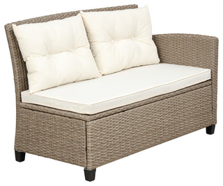 Gewnee Conversation Set Wicker Ratten Sectional Sofa, Beige
