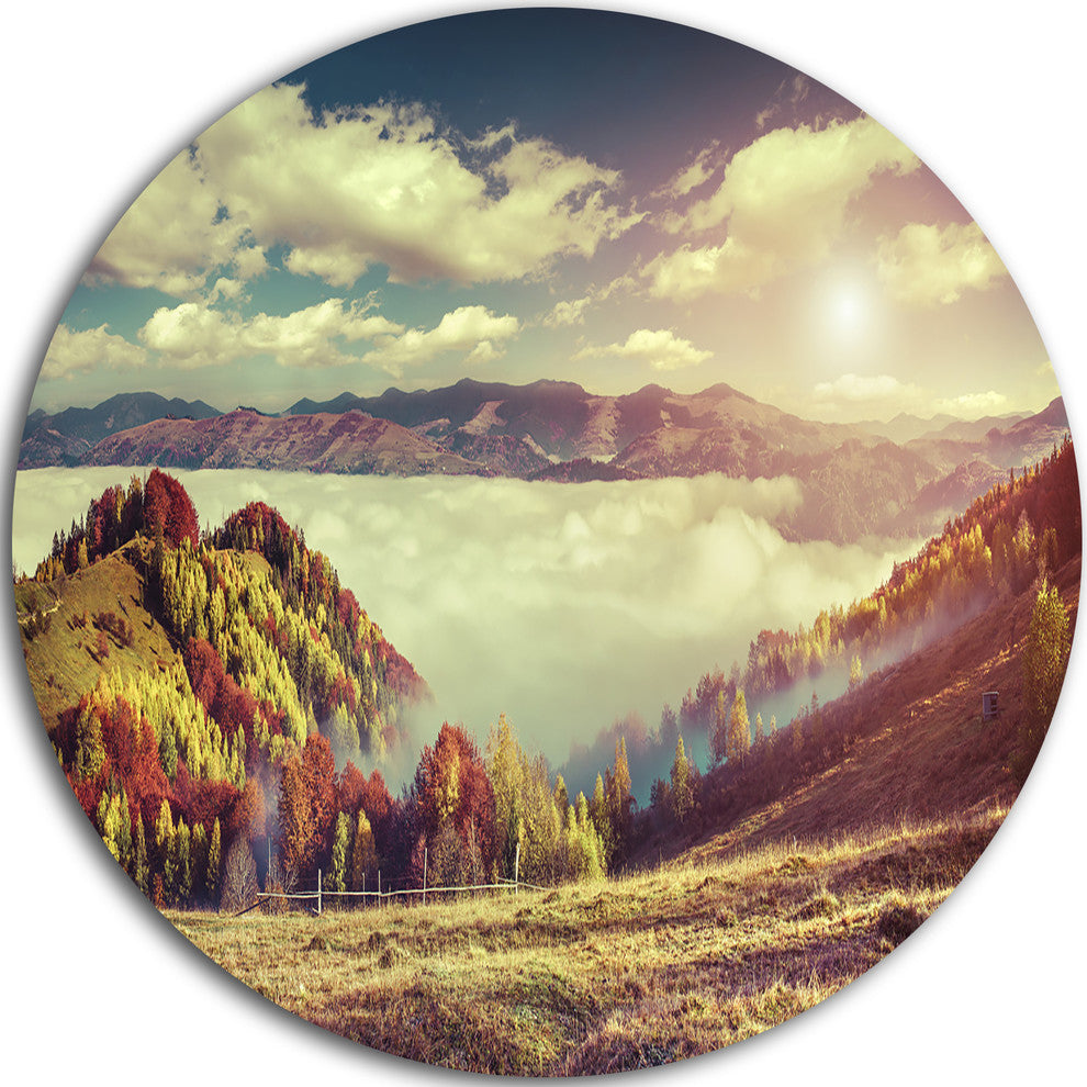 Autumn Panorama Of Mountains, Photo Large Disc Metal Wall Art, 23"