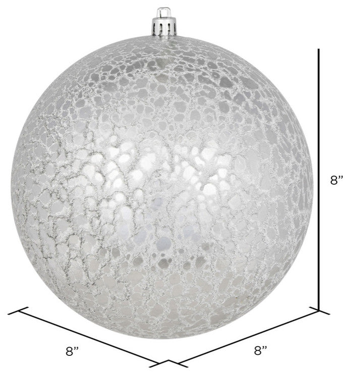 Vickerman N195807D 8" Silver Crackle Ball Ornament