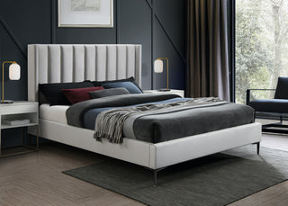 Nadia Velvet Upholstered Bed, Cream, Queen