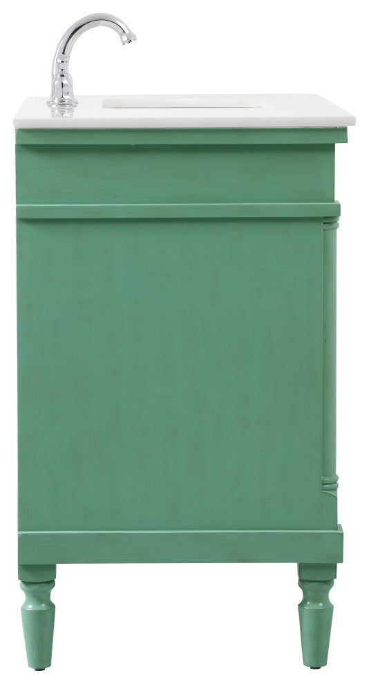 42" Single Bathroom Vanity, Vintage Mint With Ivory White Engineered Marble