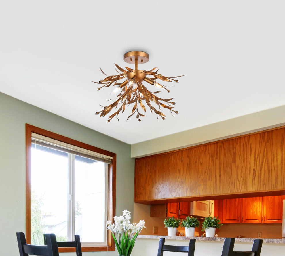 Piper 18.5" Flush Mount, Gold Leaf