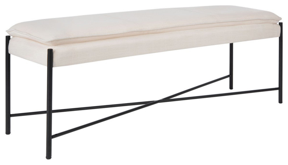Safavieh Kara Cushioned X Bench, Light Beige/Black