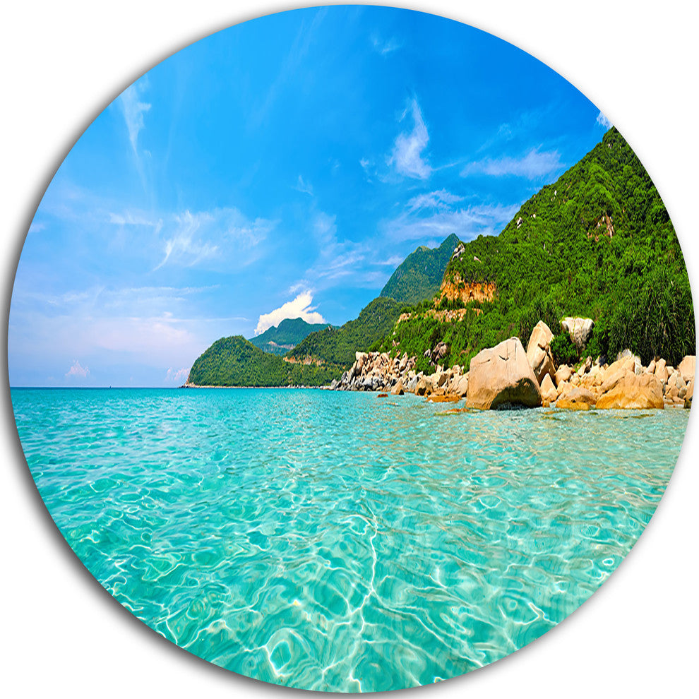 Sky Mountain And Water, Landscape Photo Disc Metal Artwork, 38"