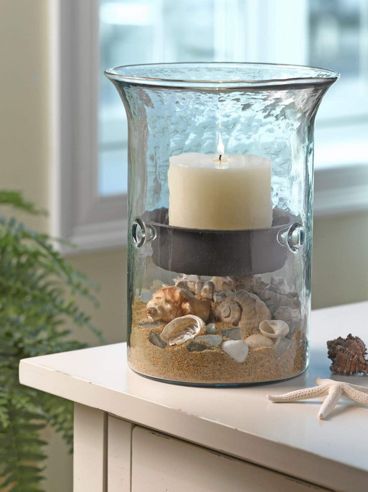 Original Glass Candle Cylinder with Rustic Insert - Small