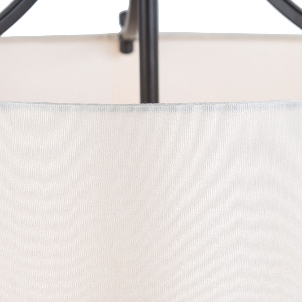 LNC 4-Light Matte Finish Modern Fabric Shade Chandelier, Black