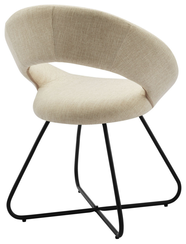 Nouvelle Upholstered Fabric Dining Chair Set of 2 Black Beige