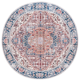 Safavieh Arizona Machine-Washable Collection ARZ109 Rug, Red/Navy, 6' Round