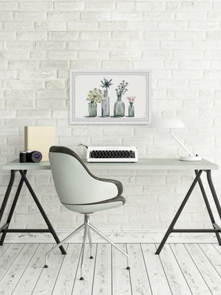 "Four Bottle Blooms" Framed Painting Print, 24"x16"